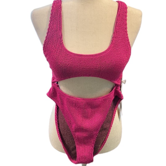 Good American Womens Metallic Cut-Out One-Piece Swimsuit - Picture 6 of 7